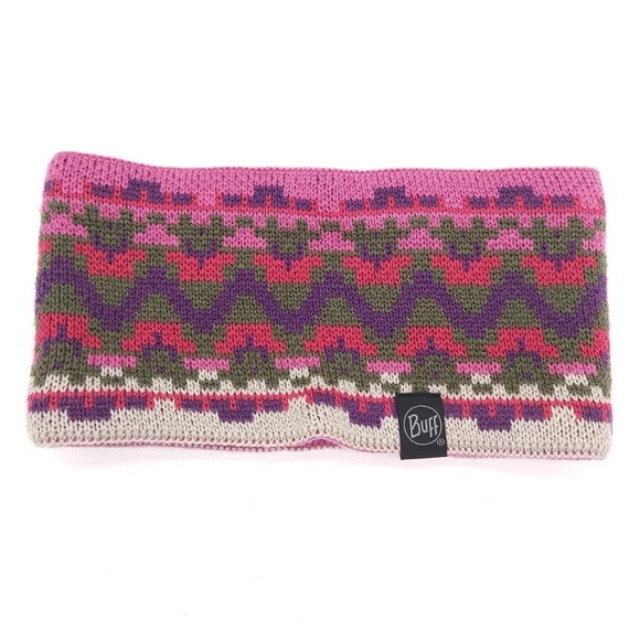 Buff Headband‎ Womens Knit Fleece Lined Pink Snow Ski Winter Stretch Outdoors - Picture 1 of 3